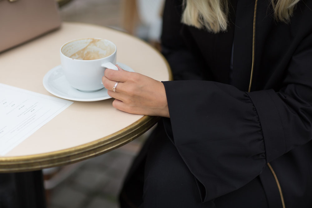 A coat with the flare sleeves